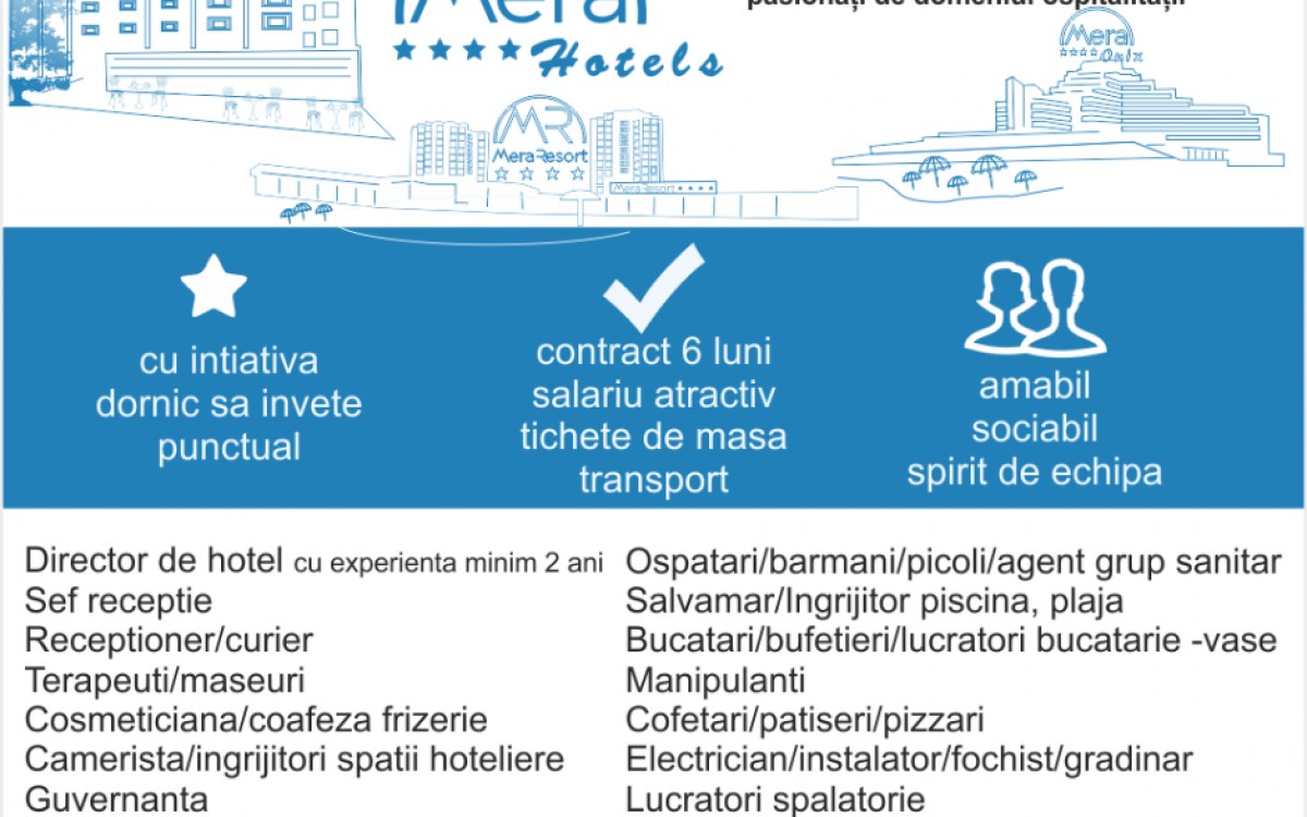 Job-uri la Mera Hotels Job-uri la Mera Hotels